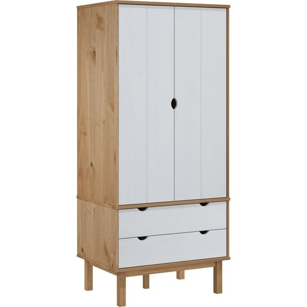 Syfax™ Armadio Otta Marrone E Bianco 76,5X53X172 Cm In Legno Di Pino-image
