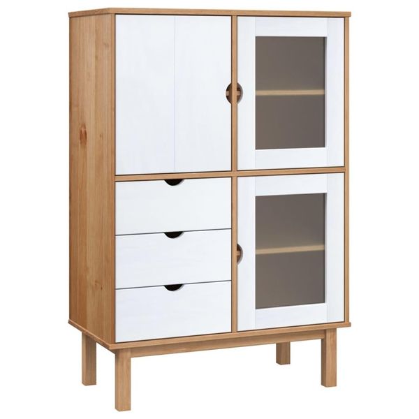 Syfax™ Credenza Otta Marrone E Bianco 85X43X125 Cm In Legno Di Pino-image