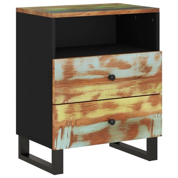 Syfax™ Comodino 50X33X62Cm Legno Massello Recupero E Legno Multistrato-image