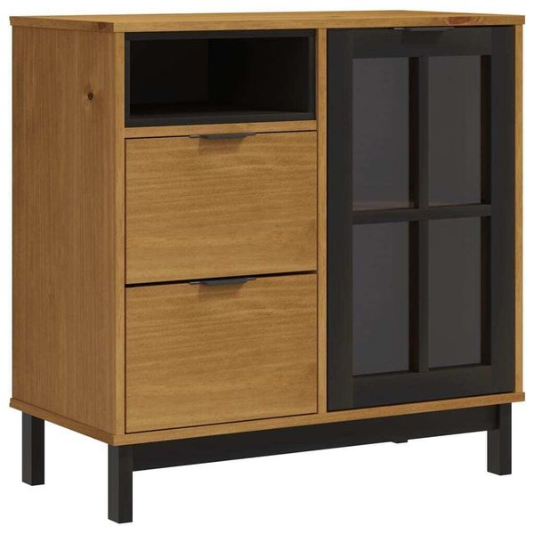Syfax™ Credenza Con Anta In Vetro Flam 80X40X80 Cm Massello Di Pino-image