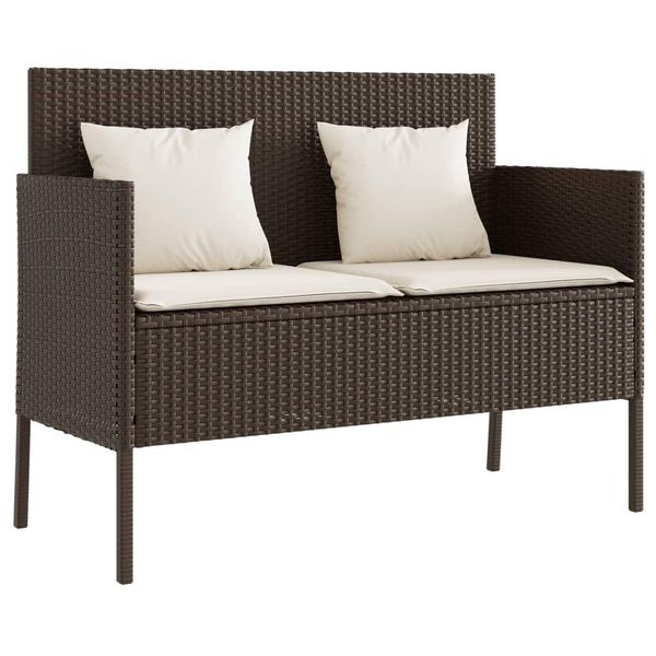 Syfax™ Panca Da Giardino Con Cuscini Marrone In Polyrattan-image
