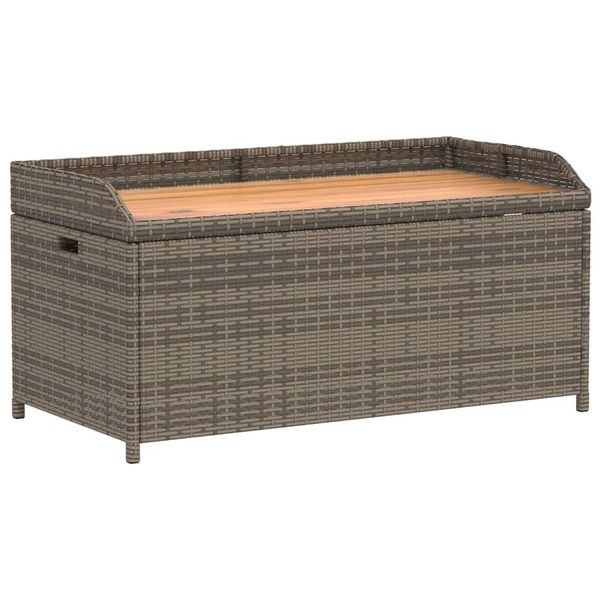 Syfax™ Panca Portaoggetti Giardino Grigia 100X50X52 Polyrattan Acacia-image