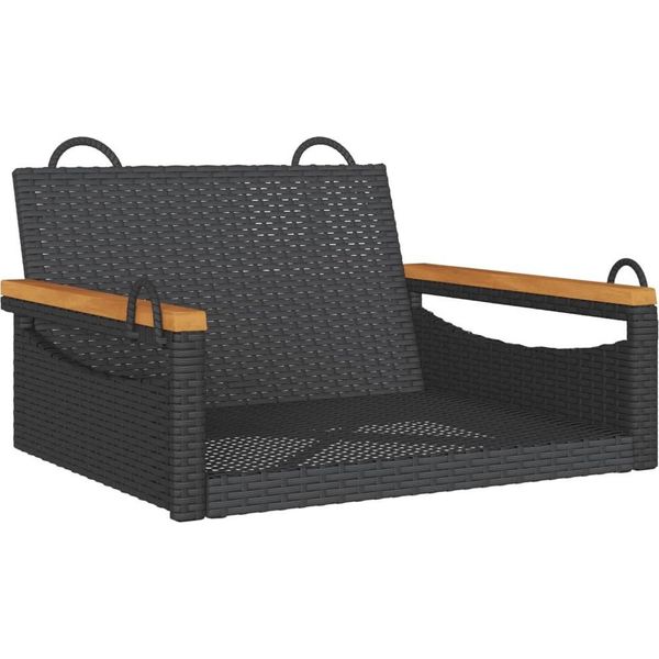 Syfax™ Panchina A Dondolo Nera 63X62X40 Cm In Polyrattan-image