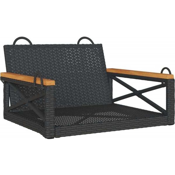 Syfax™ Panchina A Dondolo Nera 63X62X40 Cm In Polyrattan-image