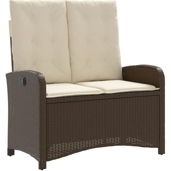 Syfax™ Panca Reclinabile Da Giardino Con Cuscini Marrone In Polyrattan-image