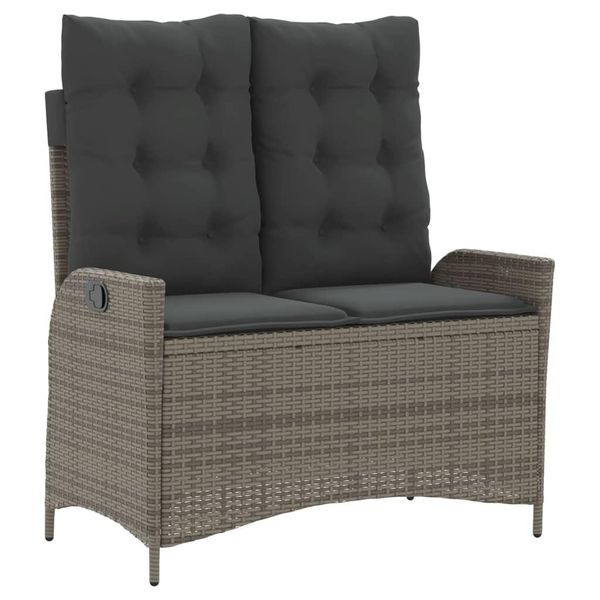 Syfax™ Panca Reclinabile Da Giardino Con Cuscini Grigia In Polyrattan-image