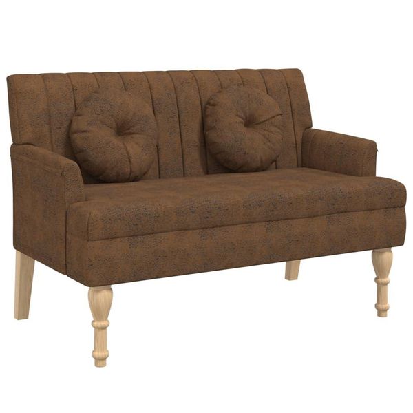 Syfax™ Panca Con Cuscini Marrone 113X64,5X75,5 Cm In Scamosciato-image