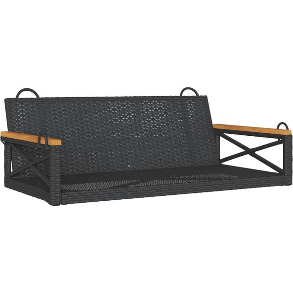 Syfax™ Panchina A Dondolo Nera 109X62X40 Cm In Polyrattan-image
