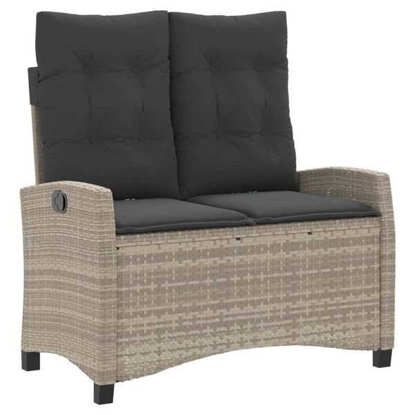 Syfax™ Panca Reclinabile Giardino Con Cuscini Grigio Chiaro Polyrattan-image