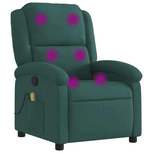 Syfax™ Poltrona Massaggiante Reclinabile Verde Scuro In Velluto-image