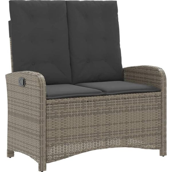 Syfax™ Panca Reclinabile Da Giardino Con Cuscini Grigia In Polyrattan-image