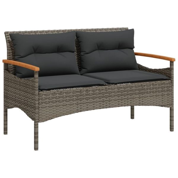 Syfax™ Panchina Giardino Con Cuscini 116X62,5X74 Cm Grigia Polyrattan-image