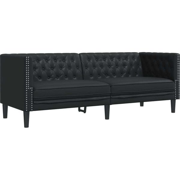 Syfax™ Divano Chesterfield A 3 Posti Nero In Pelle Finta-image