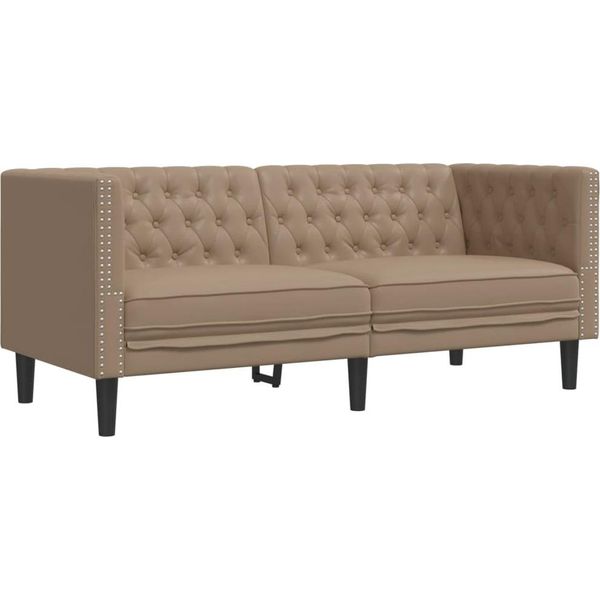Syfax™ Poltrona Chesterfield A 2 Posti Cappuccino In Pelle Finta-image