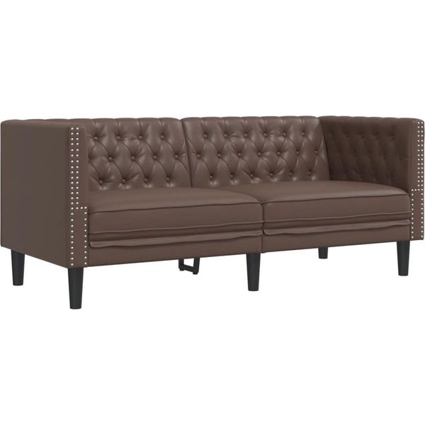 Syfax™ Divano Chesterfield A 2 Posti Marrone In Pelle Finta-image