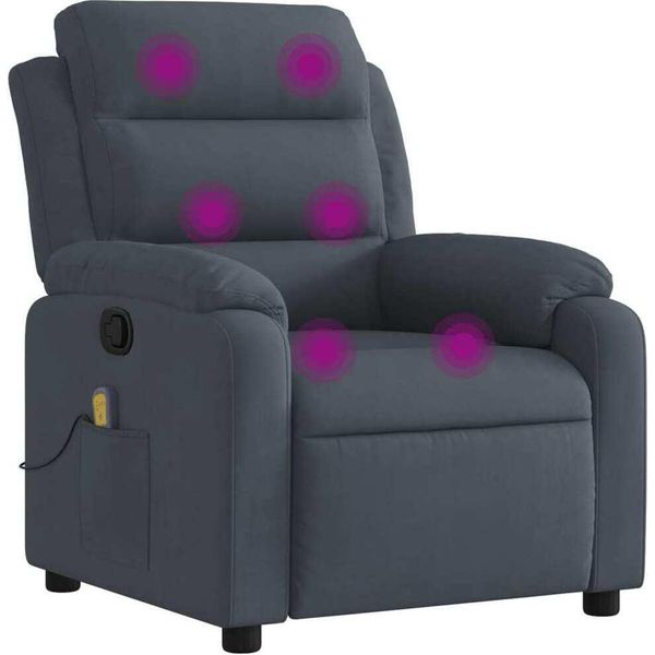 Syfax™ Poltrona Massaggiante Reclinabile Grigio Scuro In Velluto-image