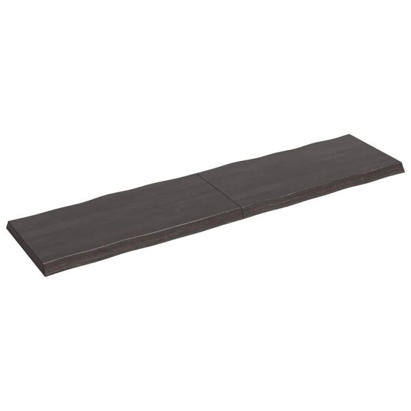 Syfax™ Piano Tavolo Marrone Scuro 200X50X(2-6) Cm Rovere Non Trattato-image
