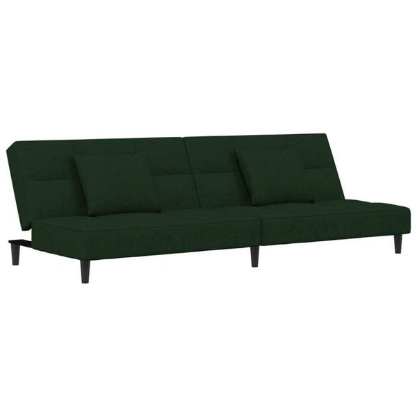 Syfax™ Divano Letto A 2 Posti Con 2 Cuscini Verde Scuro In Velluto-image