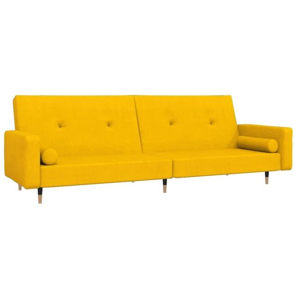 Syfax™ Divano Letto A 2 Posti Con 2 Cuscini Giallo In Velluto-image