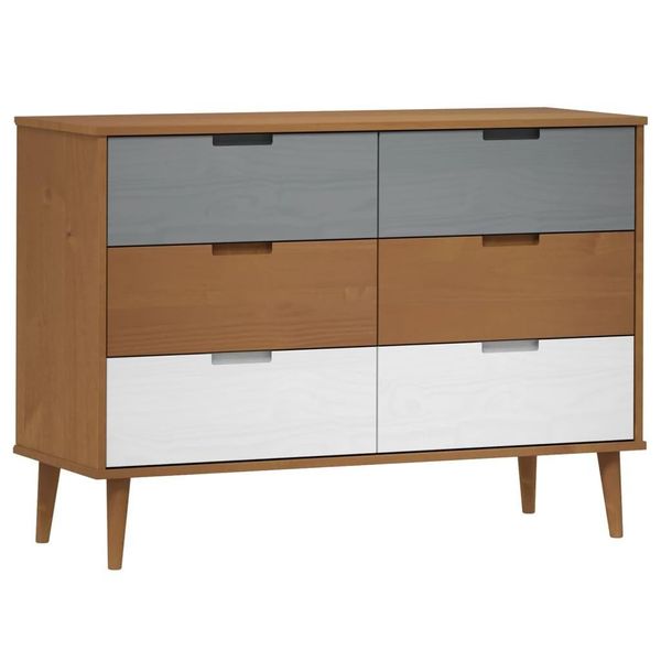 Syfax™ Cassettiera Molde Marrone 113X40X80Cm In Legno Massello Di Pino-image