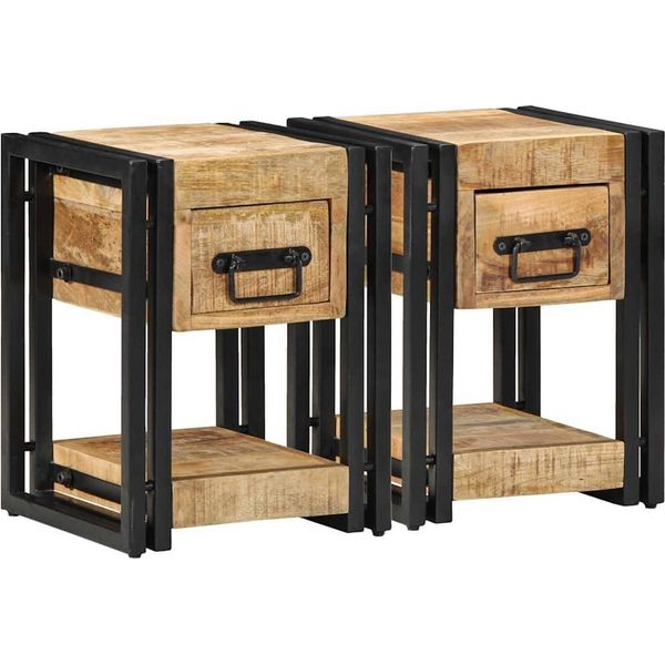 Syfax™ Armadio Da Notte Con Cassetto 2 Pcs Marrone 30 X 30 X 40 Cm-image