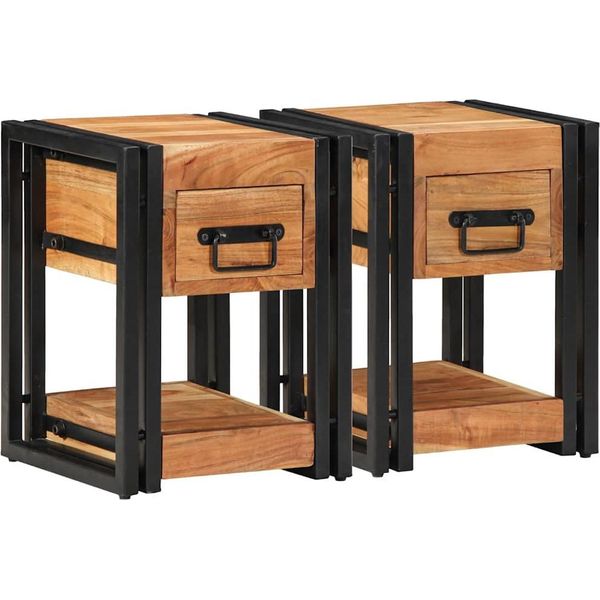 Syfax™ Armadio Da Notte Con Cassetto 2 Pcs Marrone 30 X 30 X 40 Cm-image