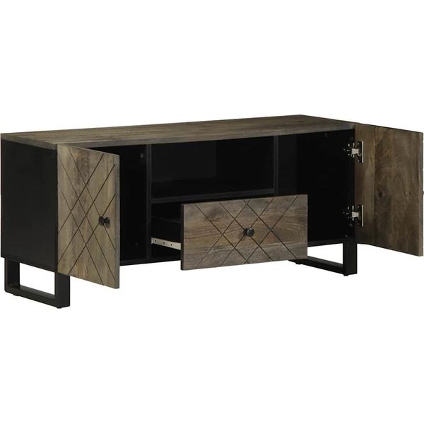 Syfax™ Mobile Porta Tv Nero 105X33X46 Cm In Legno Massello Di Mango-image