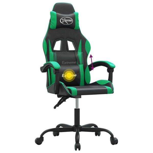 Syfax™ Sedia Da Gaming Girevole Nera E Verde In Pelle Finta-image