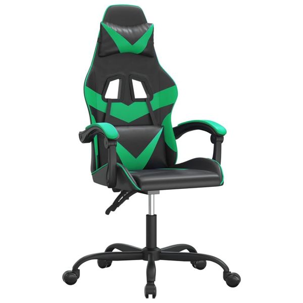 Syfax™ Sedia Da Gaming Girevole Nera E Verde In Pelle Finta-image