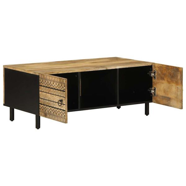 Syfax™ Tavolino Salotto Nero 100X54X40 Cm Legno Massello Mango Grezzo-image