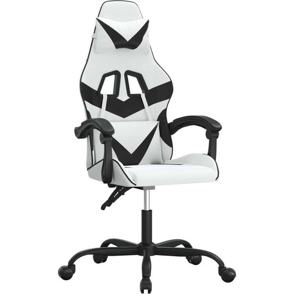 Syfax™ Sedia Da Gaming Girevole Bianco E Nero In Pelle Finta-image
