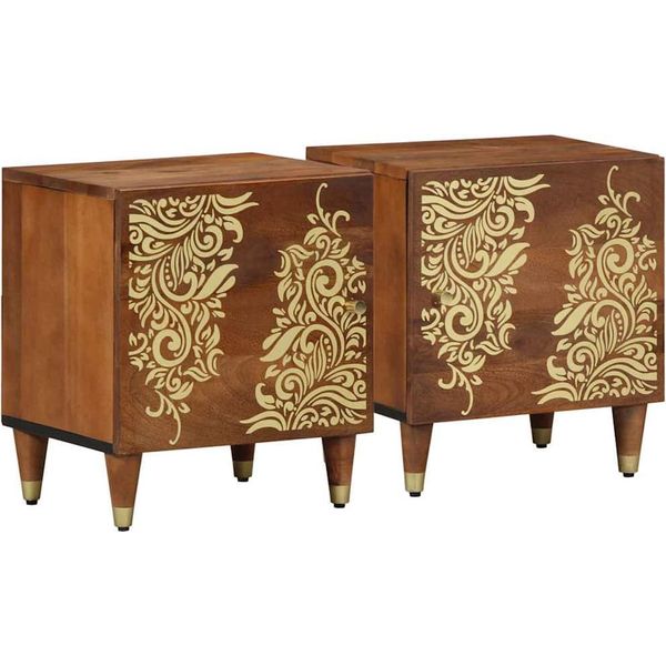 Syfax™ Comodino Con Porta 2 Pcs Marrone Miele 40 X 33 X 46 Cm-image