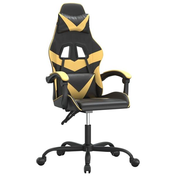 Syfax™ Sedia Da Gaming Girevole Nera E Oro In Pelle Finta-image