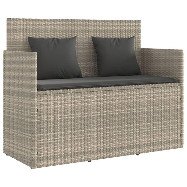 Syfax™ Panca Da Giardino Con Cuscini Grigio Chiaro In Polyrattan-image