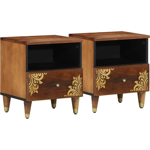 Syfax™ Armadio Da Notte 2 Pcs Marrone Miele 40 X 33 X 46 Cm-image