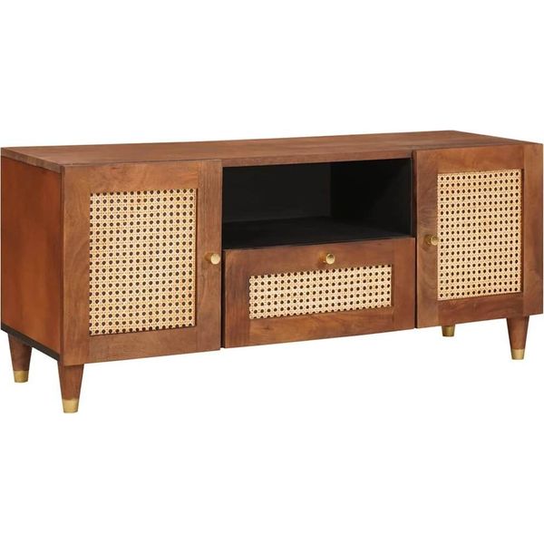 Syfax™ Mobile Tv Marrone 105 X 33,5 X 46 Cm Legno Di Mango Massello-image