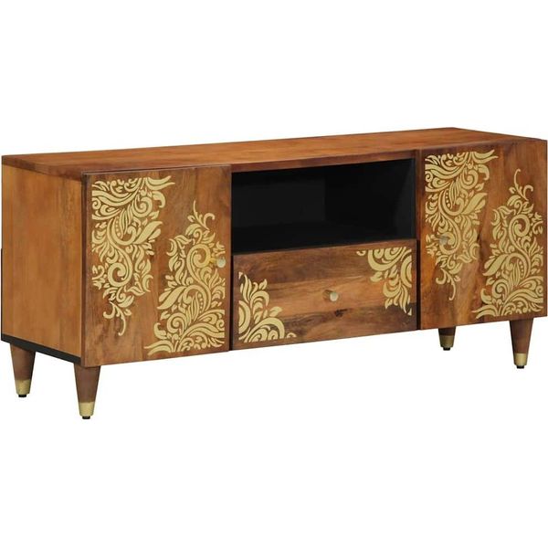 Syfax™ Mobile Tv Con Cassetto Con Porta Marrone Miele 105 X 33 X 46 Cm-image