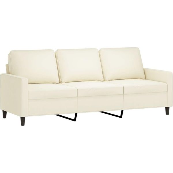 Syfax™ Divano A 3 Posti Crema 180 Cm In Velluto-image