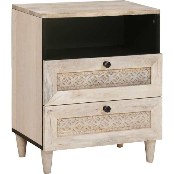 Syfax™ Armadio Da Notte Beige 50 X 33 X 62 Cm Legno Massello Di Acacia-image