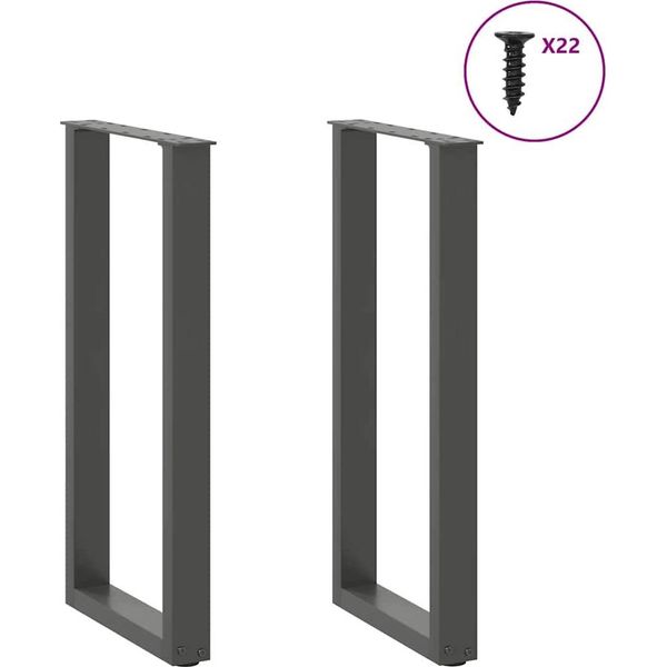 Syfax™ Gambe Per Tavolo Consolle A Forma Di U 2 Pz Antracite 38X(72-73) Cm Acciaio-image