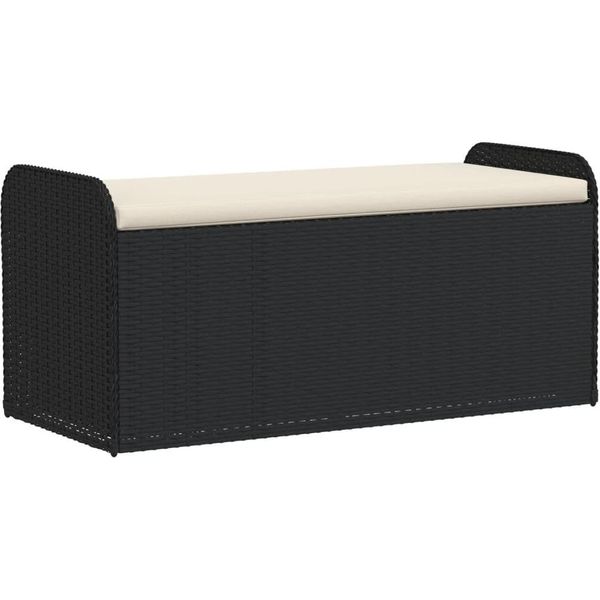 Syfax™ Cassapanca Con Cuscino Nera 115X51X52 Cm In Polyrattan-image