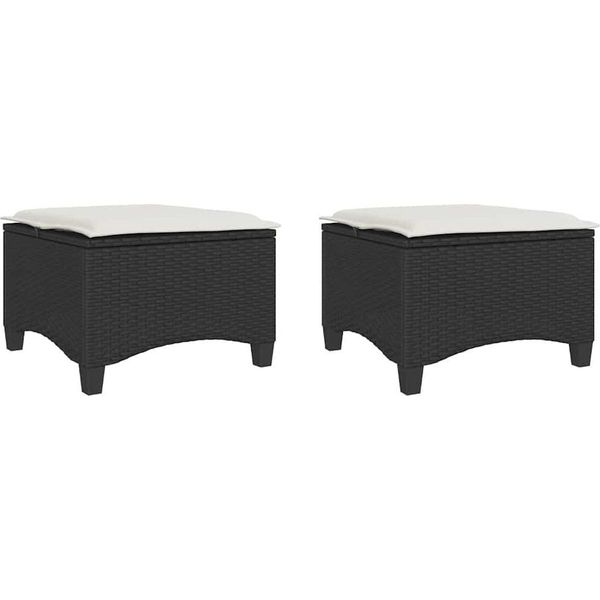 Syfax™ Sgabelli Giardino Con Cuscini 2 Pz Nero 55X55X36 Cm Polyrattan-image