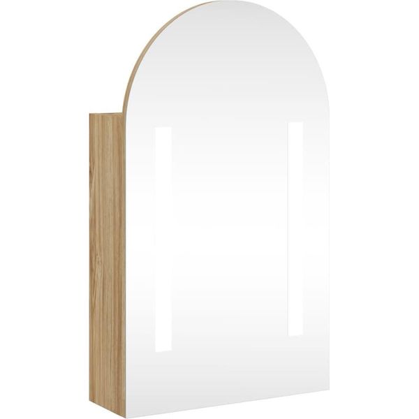 Syfax™ Armadietto Bagno Con Specchio E Led Ad Arco Rovere 42X13X70 Cm-image