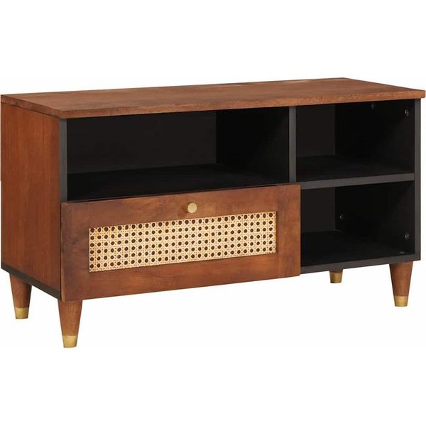 Syfax™ Mobile Tv Marrone 80 X 33,5 X 46 Cm Legno Di Mango Massello-image