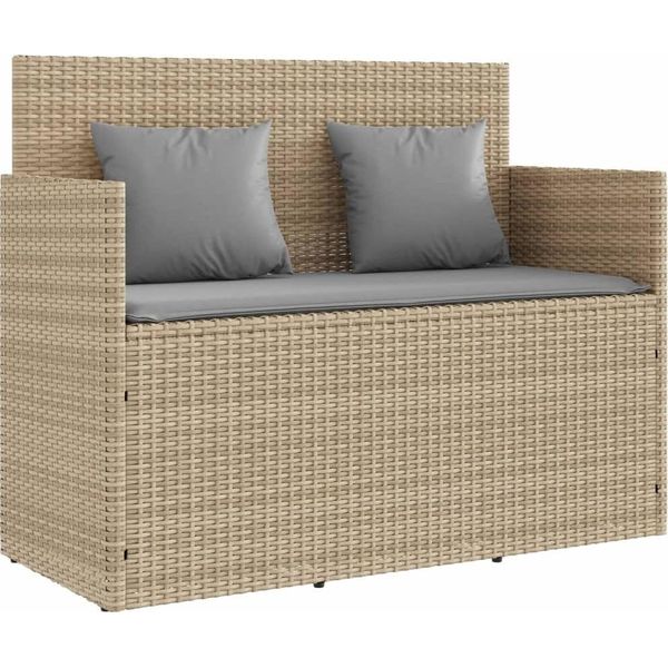 Syfax™ Panca Da Giardino Con Cuscini Beige In Polyrattan-image