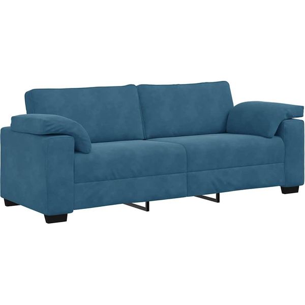 Syfax™ Divano A 3 Posti Blu 220X77X82 Cm In Velluto-image