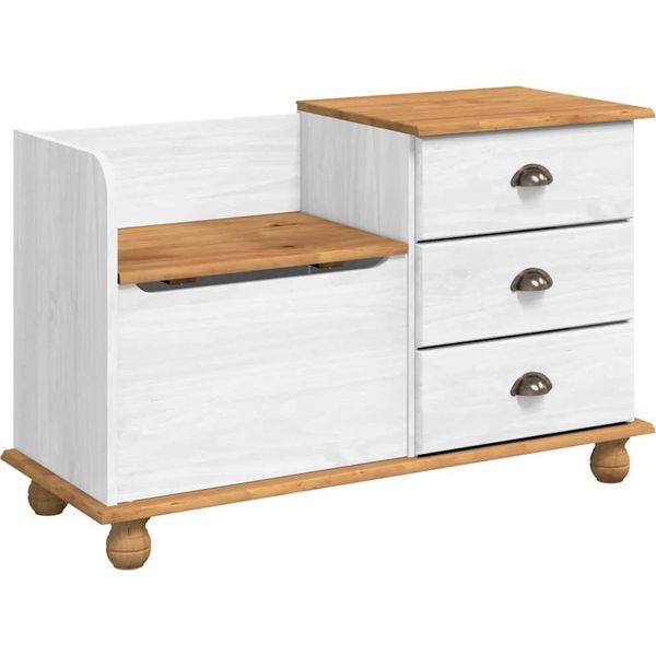 Syfax™ Panchina Con Contenitore Askim Bianco 100 X 39 X 62 Cm-image