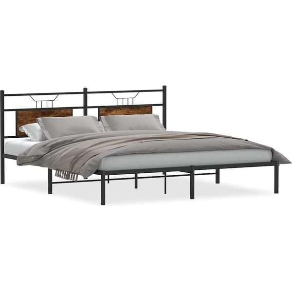 Syfax™ Giroletto Senza Materasso Rovere Fumo 160X200 Cm In Truciolato-image