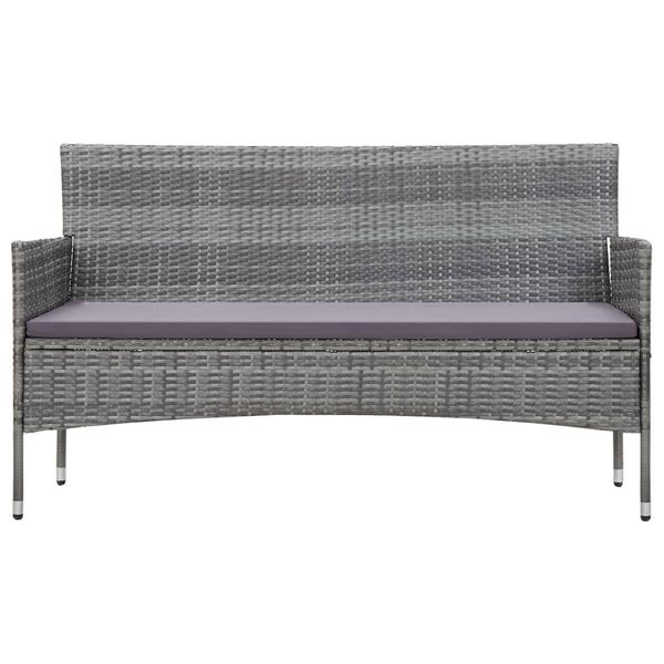 Syfax™ Divano Da Giardino A 3 Posti Con Cuscini Grigio In Polyrattan-image