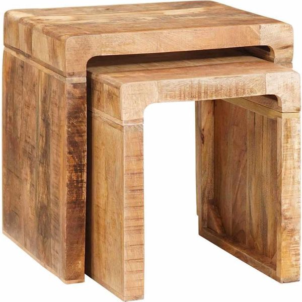 Syfax™ Tavoli Da Annidamento 2 Pcs Marrone Legno Di Mango Massello-image